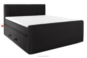 STRIX PRO+, https://konsimo.pl/kolekcja/strix-pro-2/ Łóżko kontynentalne dwuosobowe twarde 200 cm podwójny materac + topper Visco tkanina sztruks czarny czarny - zdjęcie