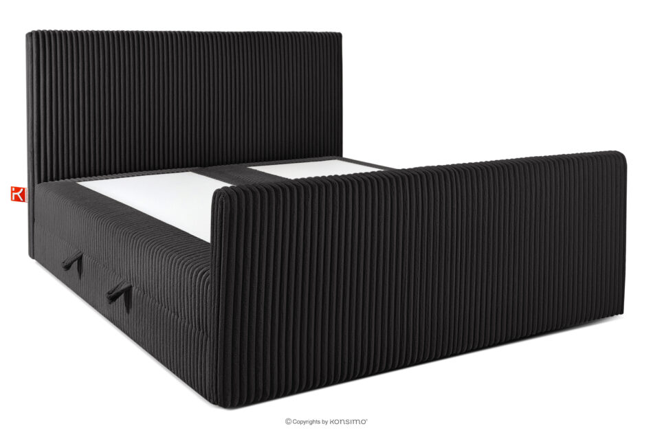 STRIX PRO+ Łóżko kontynentalne dwuosobowe twarde 200 cm podwójny materac + topper Visco tkanina sztruks czarny czarny - zdjęcie 3