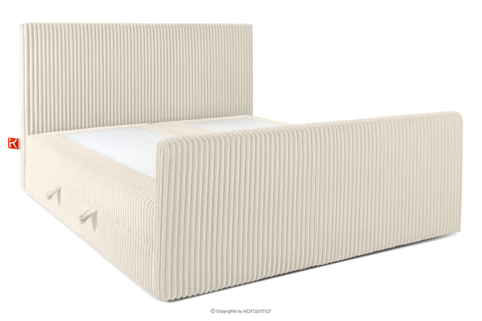 STRIX PRO+ Łóżko kontynentalne dwuosobowe twarde 200 cm podwójny materac + topper Visco tkanina sztruks biały/ecru biały/ecru - zdjęcie 3