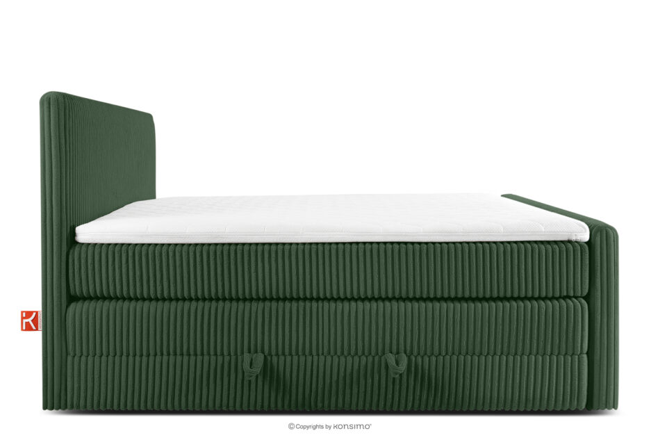 STRIX PRO+ Łóżko kontynentalne dwuosobowe twarde 200 cm podwójny materac + topper Visco tkanina sztruks ciemny zielony ciemny zielony - zdjęcie 5