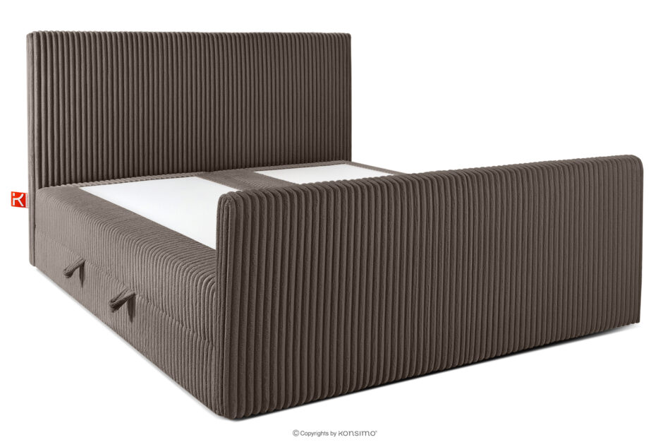 STRIX PRO+ Łóżko kontynentalne dwuosobowe twarde 200 cm podwójny materac + topper Visco tkanina sztruks brązowy brązowy - zdjęcie 3