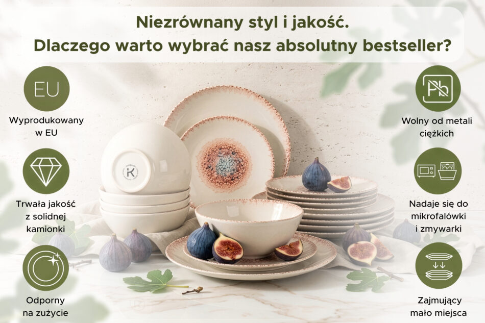 AMITA Miska styl śródziemnomorski koralowy/beżowy/niebieski koralowy/beżowy/niebieski - zdjęcie 7