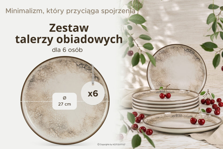 KERI Talerz obiadowy japandi 6 szt. beżowy/szary/granatowy beżowy/szary/granatowy - zdjęcie 7