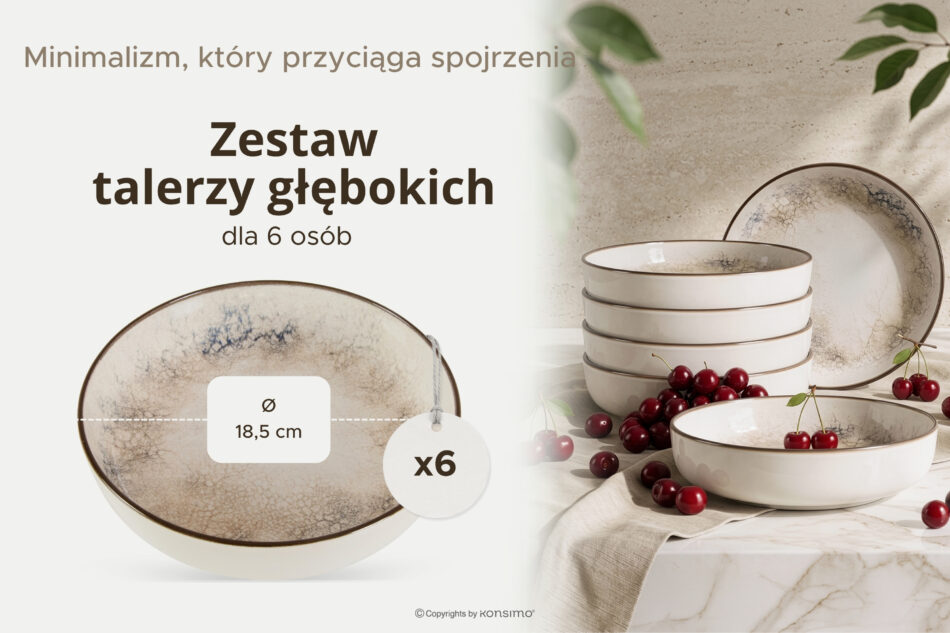 KERI Talerz głęboki japandi 6 szt. beżowy/szary/granatowy beżowy/szary/granatowy - zdjęcie 6