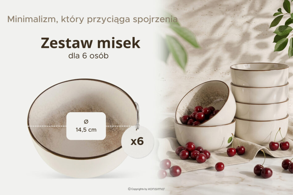 KERI Miska japandi 6 szt. beżowy/szary/granatowy beżowy/szary/granatowy - zdjęcie 6