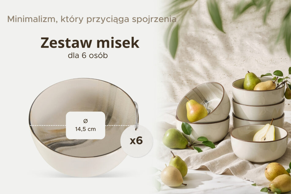 SALVA Miska w stylu nordyckim 6 szt. szary/piaskowy/beżowy szary/piaskowy/beżowy - zdjęcie 6