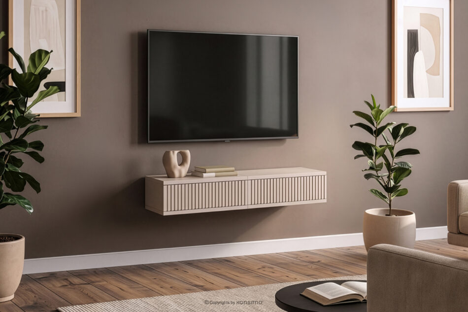 RECTUS II Szafka RTV wisząca z szufladami 80 cm kremowy kremowy - zdjęcie 2