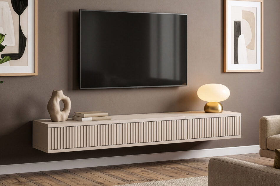 RECTUS II Szafka RTV wisząca z szufladami 120 cm kremowy kremowy - zdjęcie 1