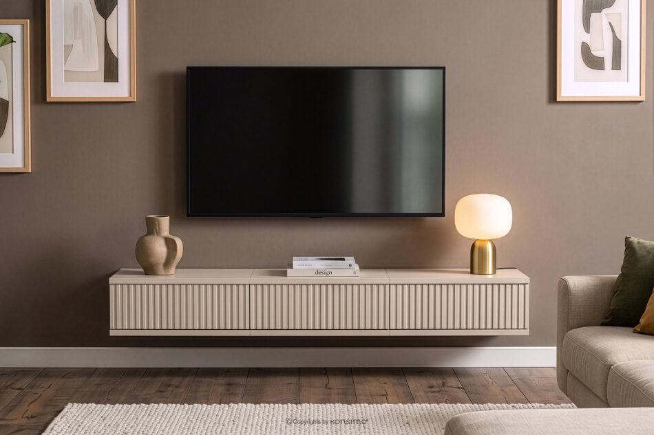 RECTUS II Szafka RTV wisząca z szufladami 120 cm kremowy kremowy - zdjęcie 2