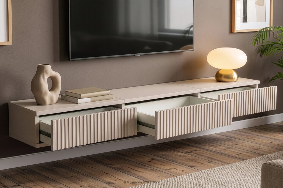 RECTUS II Szafka RTV wisząca z szufladami 120 cm kremowy kremowy - zdjęcie 5