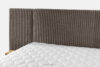 LILIUM PRO Łóżko kontynentalne z szafkami nocnymi LED średniotwarde 140 cm podwójny materac + topper HR tkanina sztruks brązowy brązowy - zdjęcie 11