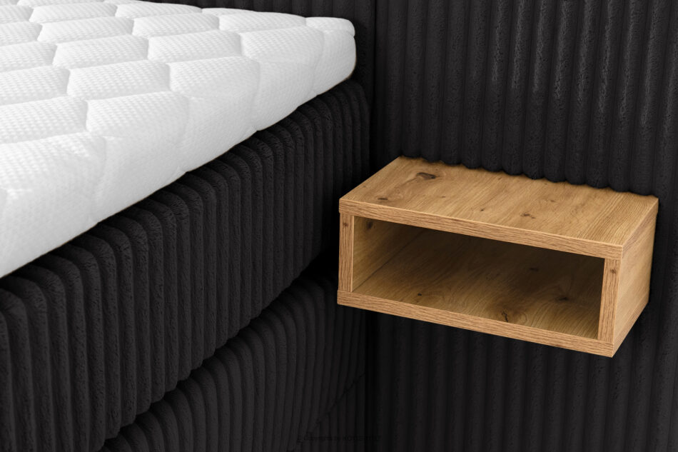 LILIUM PRO Łóżko kontynentalne z szafkami nocnymi LED twarde 140 cm podwójny materac + topper Visco tkanina sztruks czarny czarny - zdjęcie 17