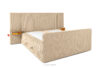 LILIUM PRO Łóżko kontynentalne z szafkami nocnymi LED średniotwarde 160 cm podwójny materac + topper Visco tkanina sztruks piaskowy piaskowy - zdjęcie 5