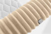 LILIUM PRO Łóżko kontynentalne z szafkami nocnymi LED twarde 160 cm podwójny materac + topper HR tkanina sztruks piaskowy piaskowy - zdjęcie 19
