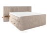 LILIUM PRO Łóżko kontynentalne z szafkami nocnymi LED twarde 180 cm podwójny materac + topper HR tkanina sztruks taupe taupe - zdjęcie 3