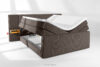 LILIUM PRO Łóżko kontynentalne z szafkami nocnymi LED twarde 200 cm podwójny materac + topper HR tkanina sztruks brązowy brązowy - zdjęcie 9