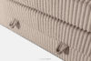 LILIUM PRO Łóżko kontynentalne z szafkami nocnymi LED twarde 200 cm podwójny materac + topper Visco tkanina sztruks taupe taupe - zdjęcie 12