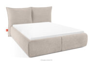 Łóżko bez nóżek ze stelażem miękkie wezgłowie beżowy tkanina szenil 140