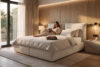 CONSO Łóżko ze stelażem miękkie wezgłowie ecru tkanina szenil 160 ecru - zdjęcie 18